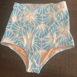 Kortni Jeane high rise blue diamond swim bottoms